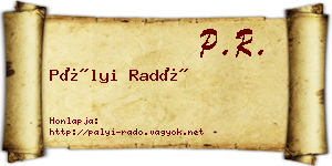 Pályi Radó névjegykártya